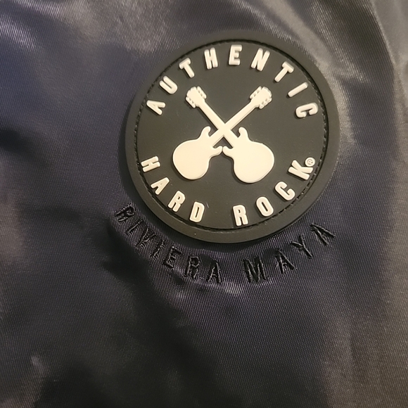 Hard Rock Hotel Riviera Maya Bomber Jacket Blue Zip Up Polyester Mens Small - Picture 5 of 12